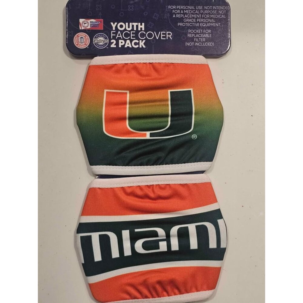 University of Miami Hurricanes UM Youth size face covering face mask